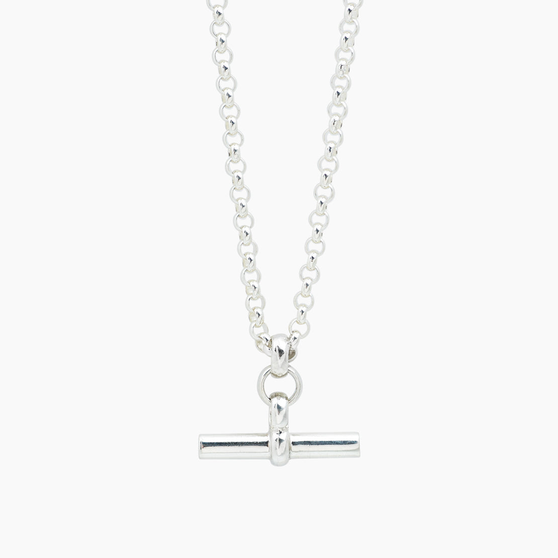 Medium Silver T-Bar On Chunky Belcher Chain