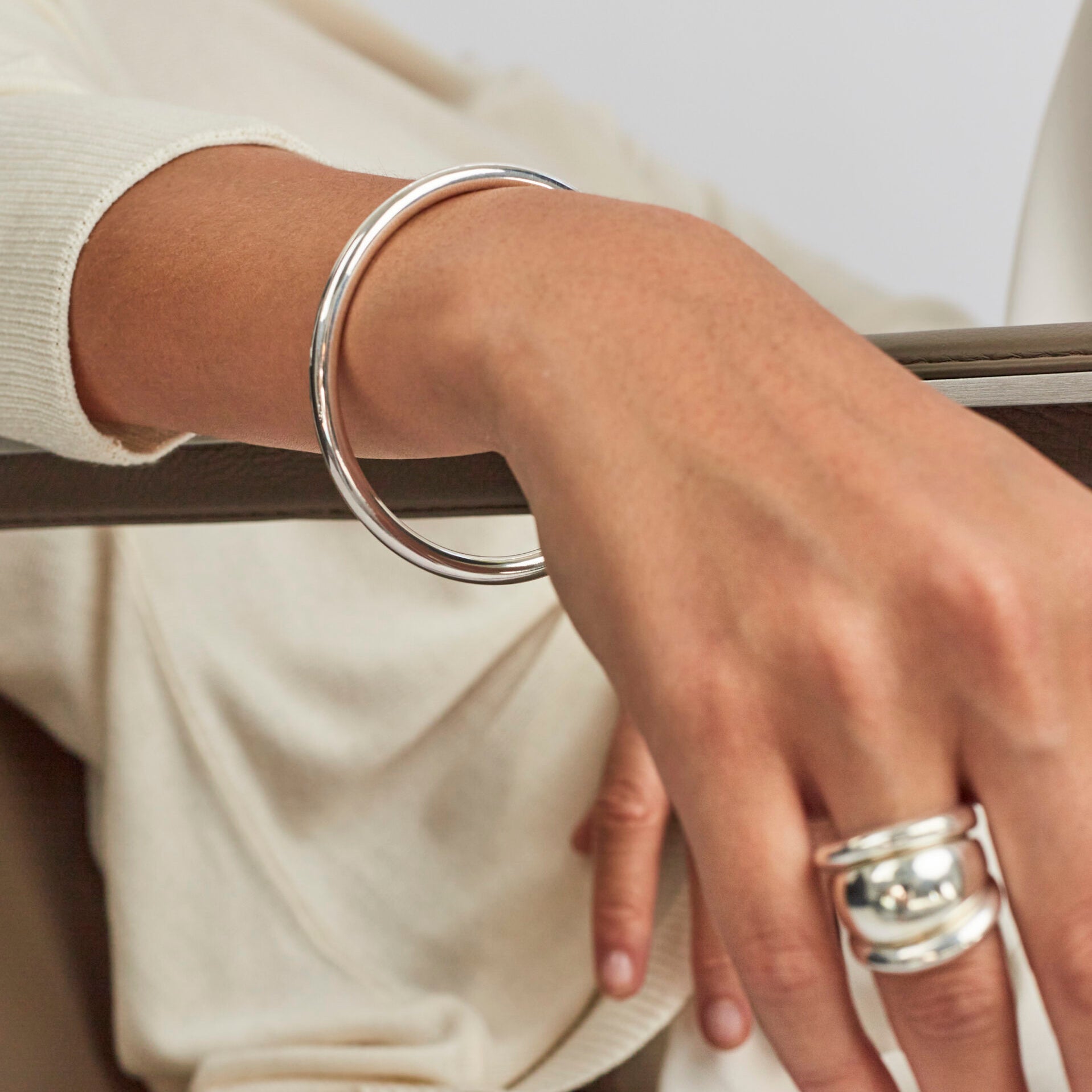Medium Plain Silver Bangle