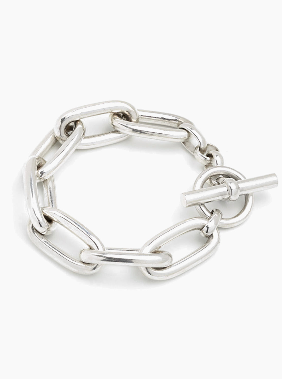 Medium Silver Oval Linked Bracelet