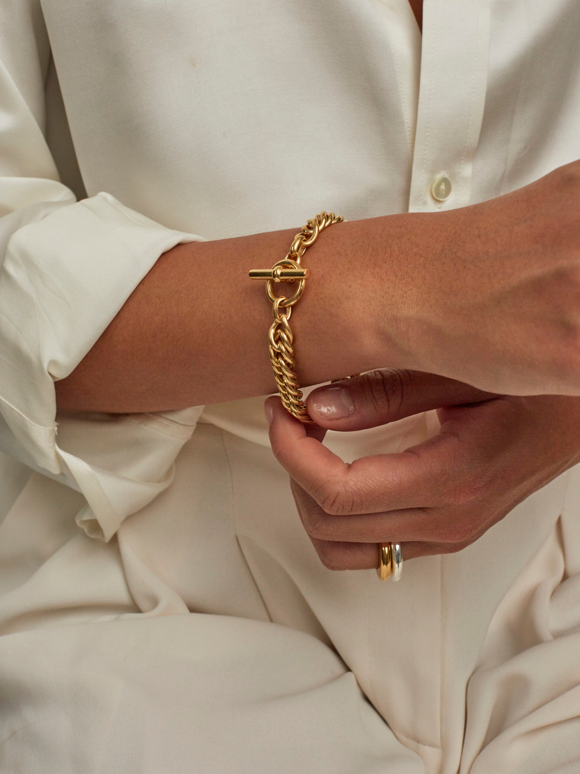 Slim Gold Curb Link Bracelet
