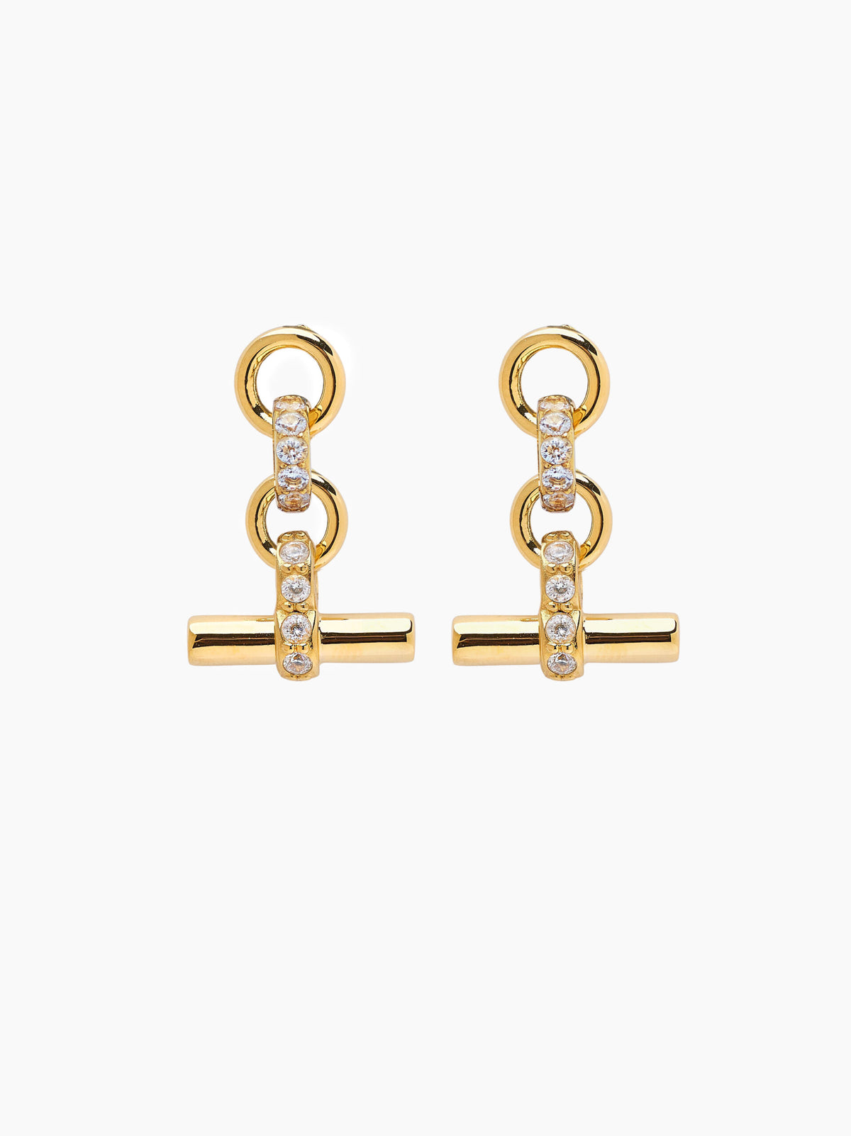 Jewelled T Bar Drop Earrings