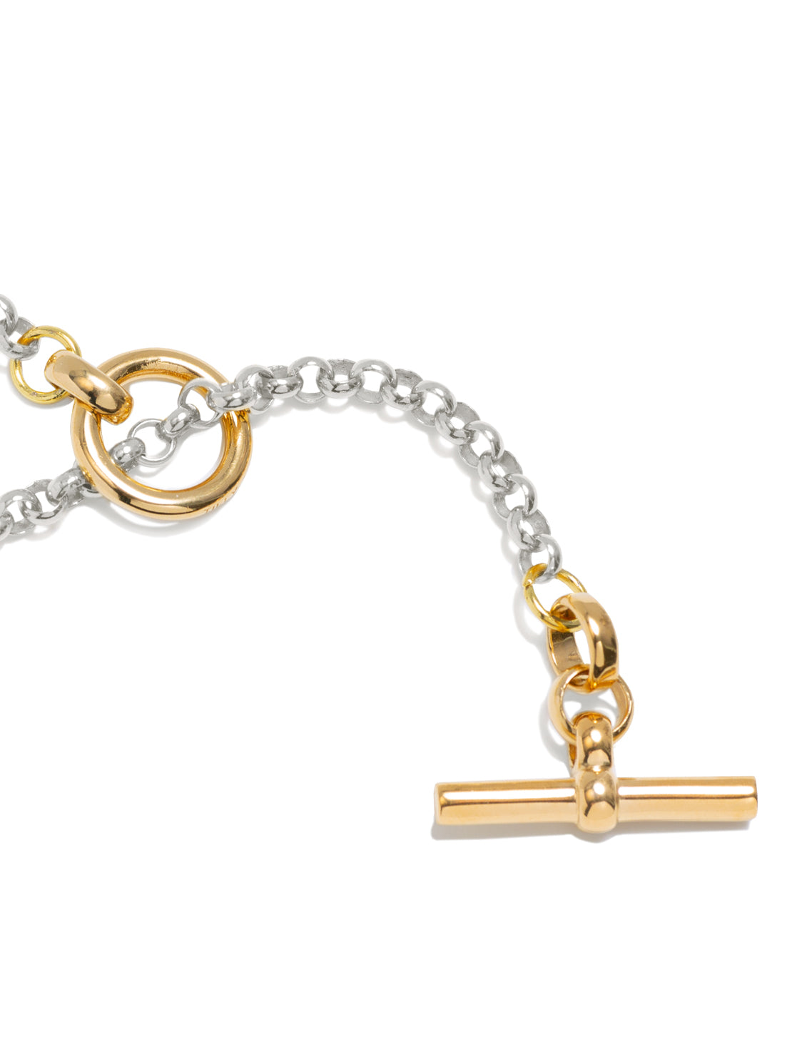 Short Silver and Gold Lariat Necklace