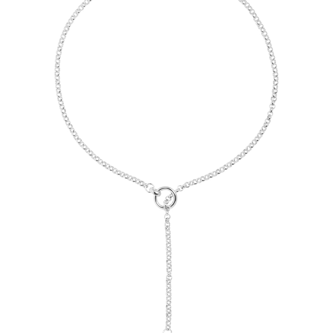 Short Silver Lariat Necklace