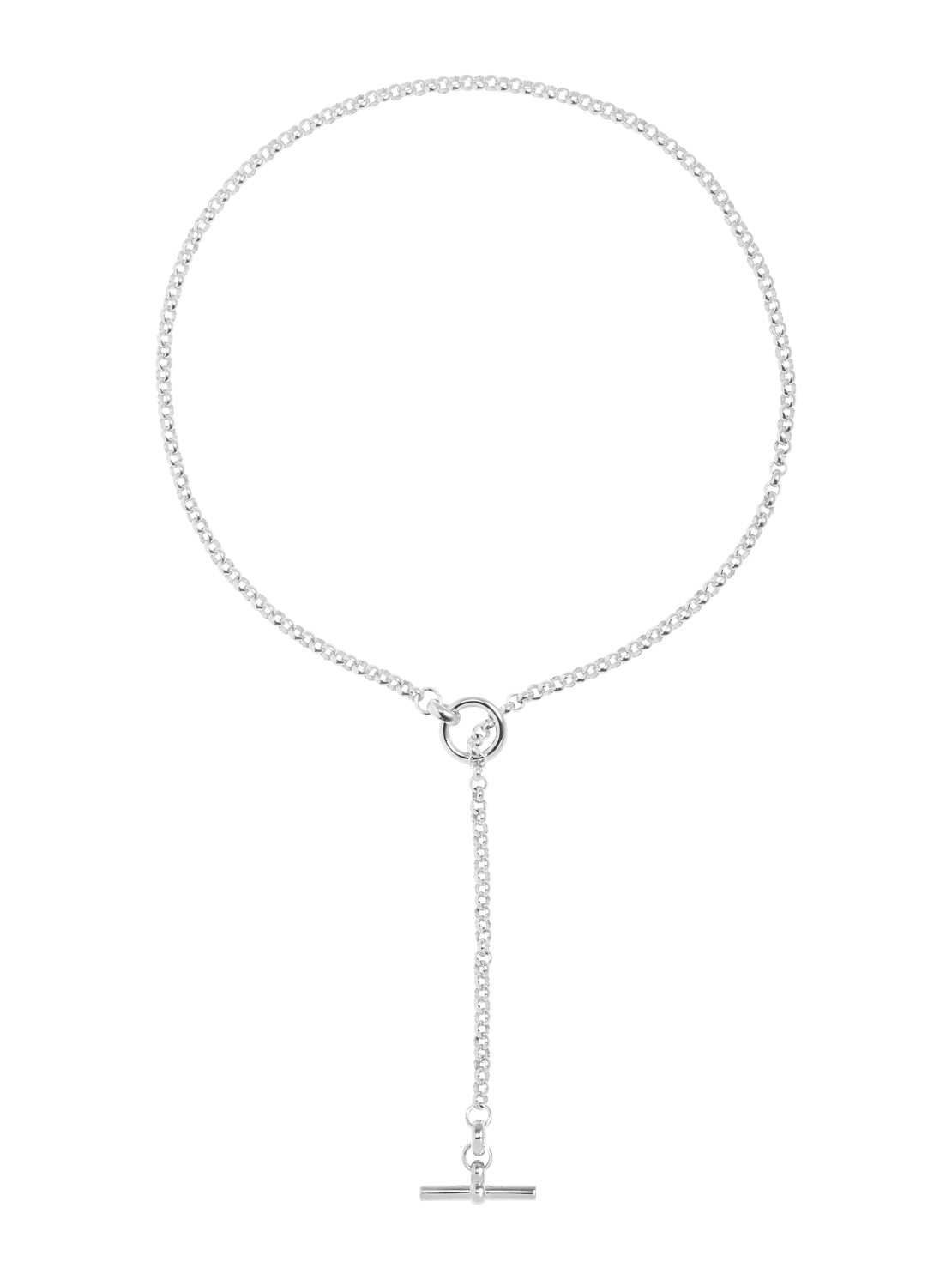 Short Silver Lariat Necklace