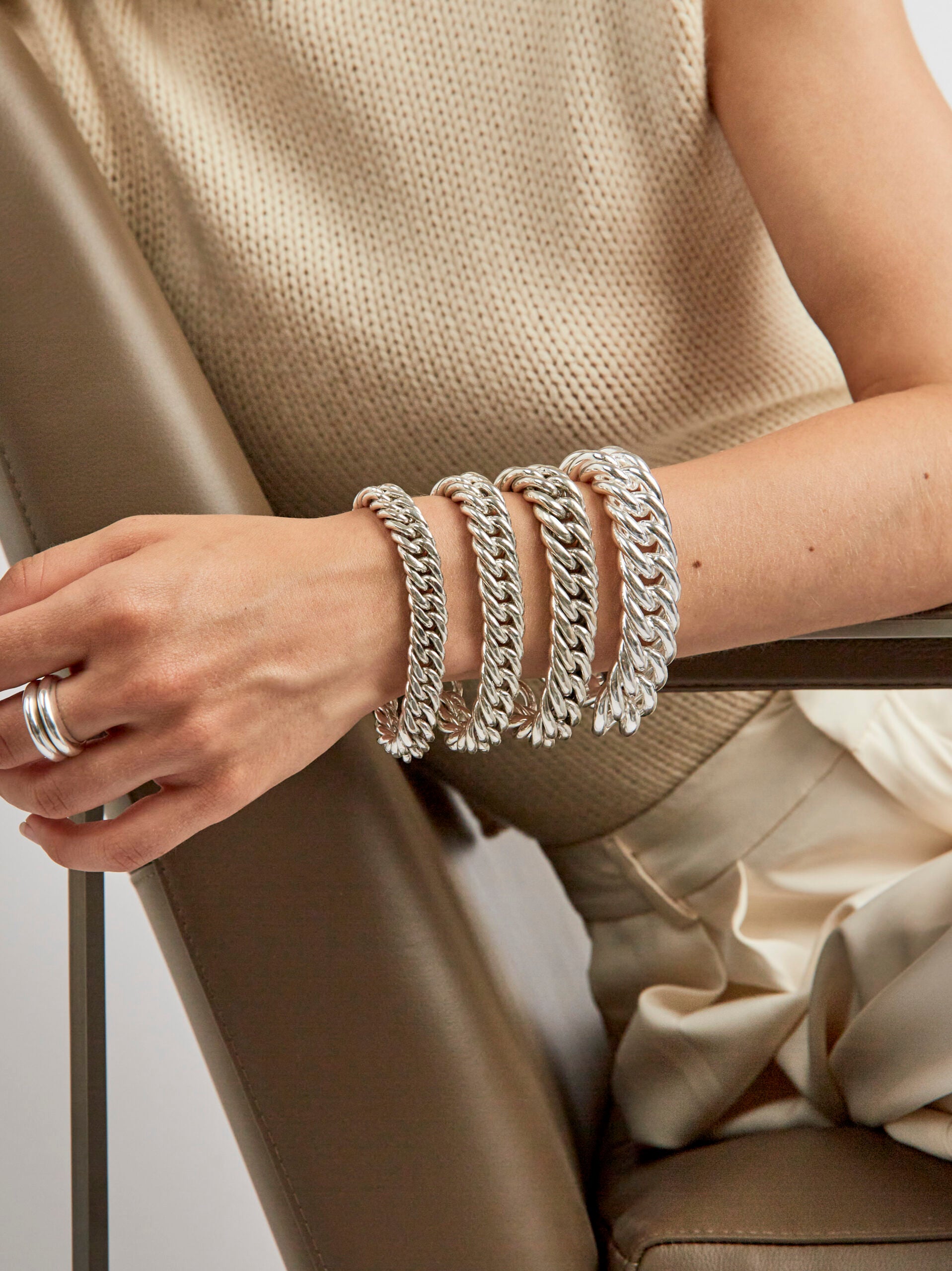 Large Silver Curb Chain Bracelet