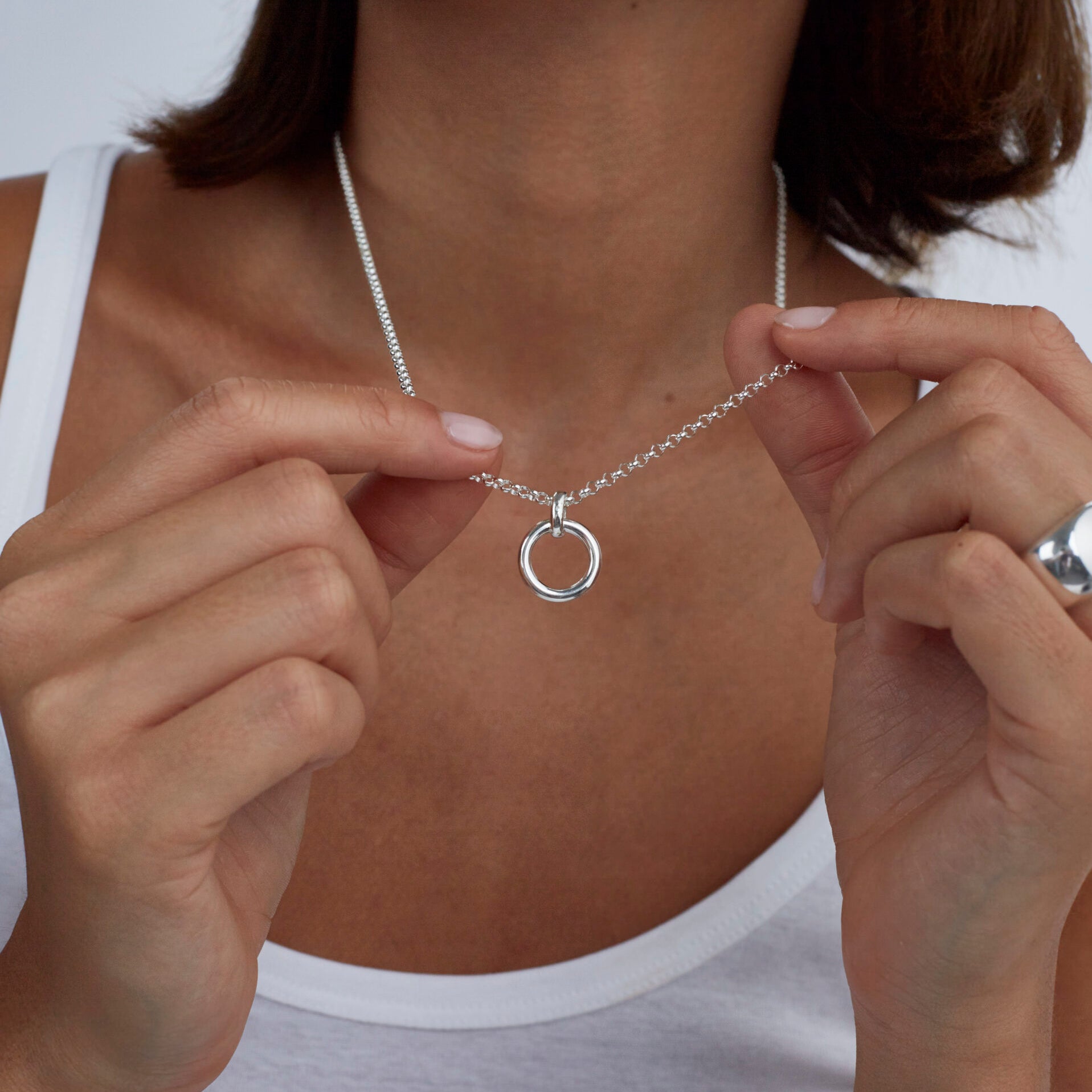 Silver Eternity Ring On Belcher Chain