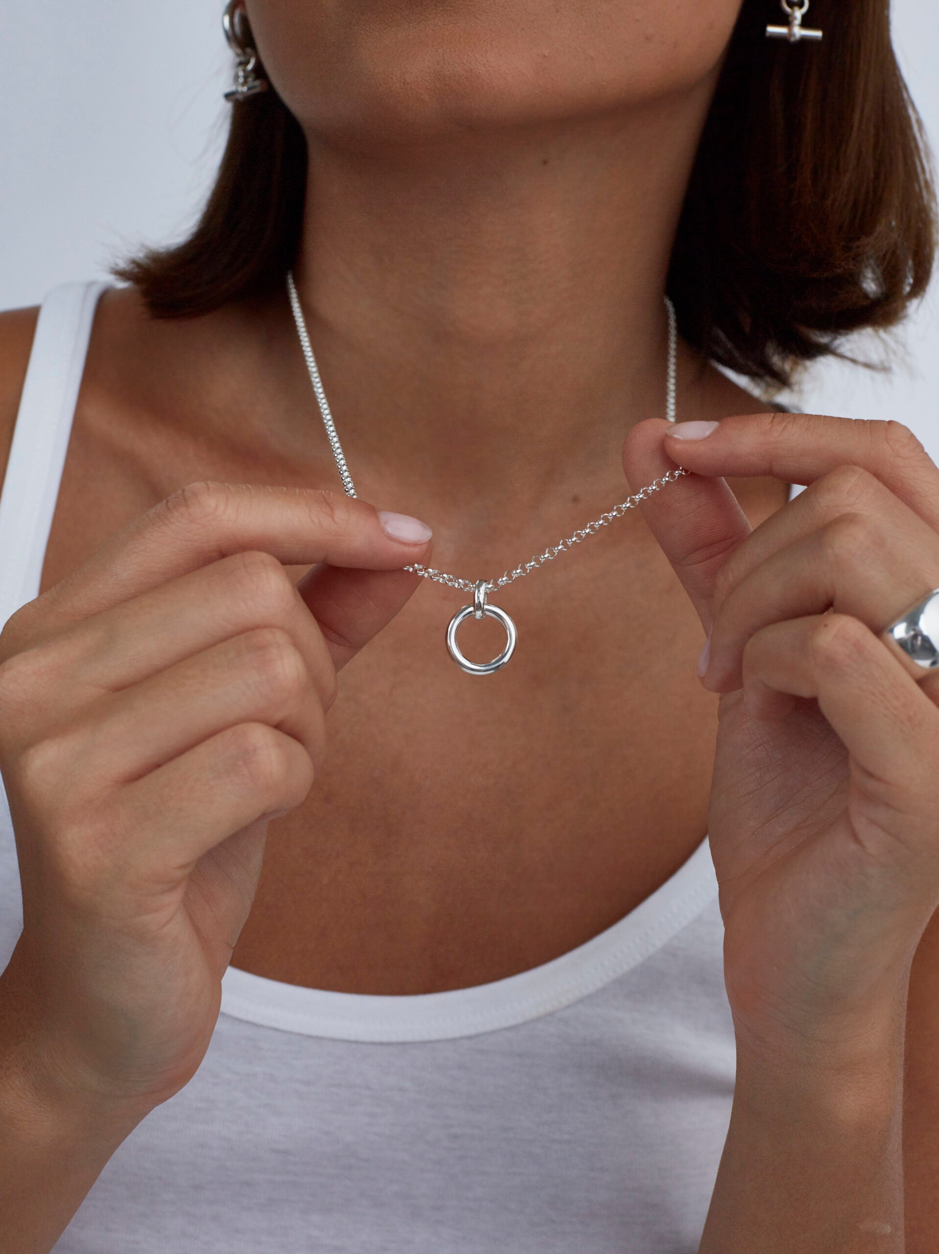 Silver Eternity Ring On Belcher Chain