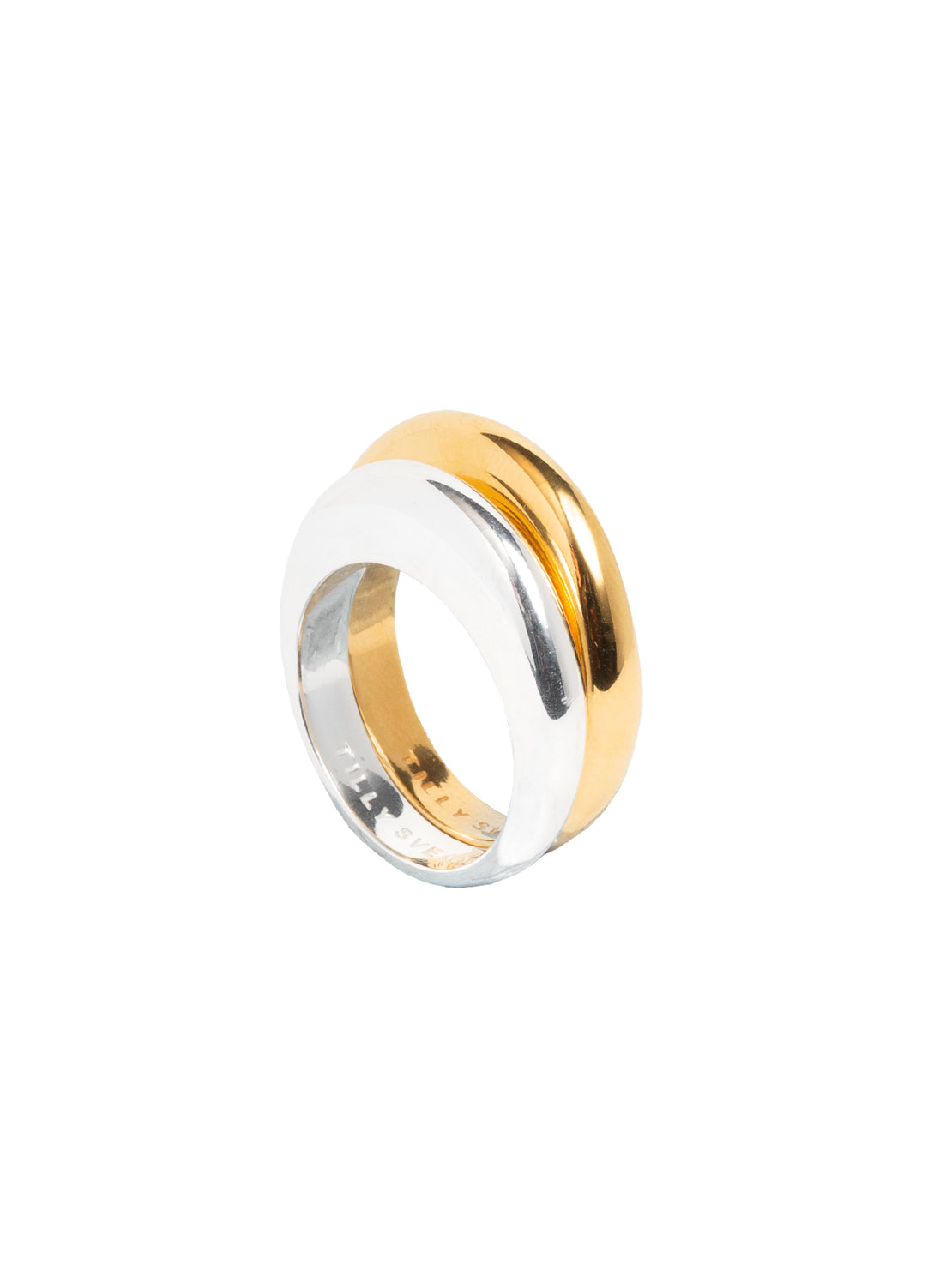 Silver and Gold Double Slice Ring Set