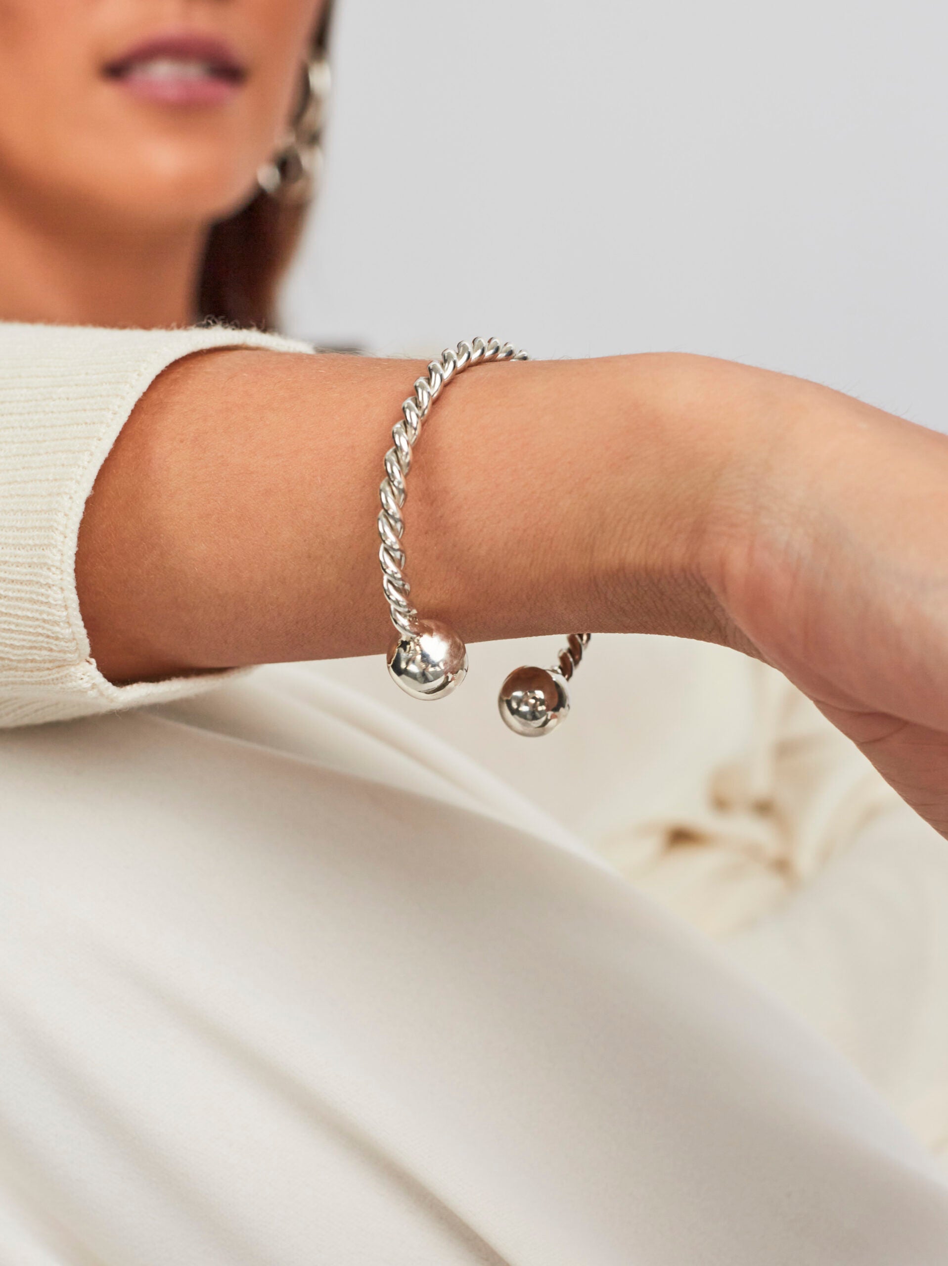 Silver Roped Torque Bangle