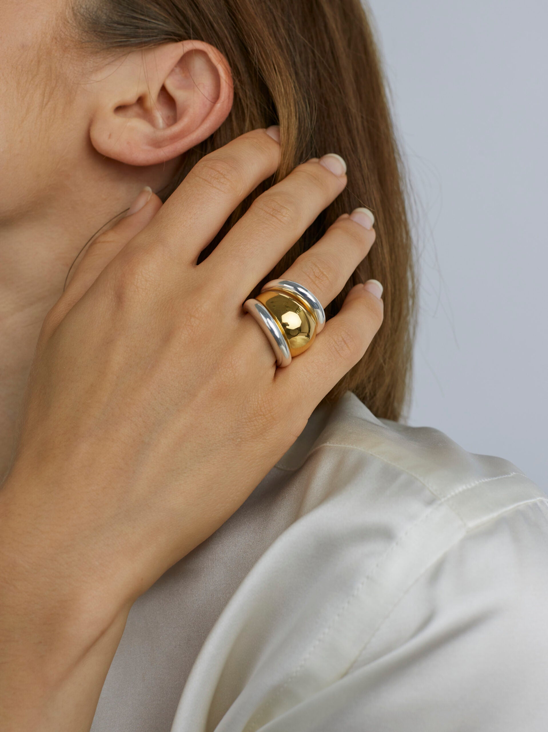 Silver and Gold Triple Ring Set