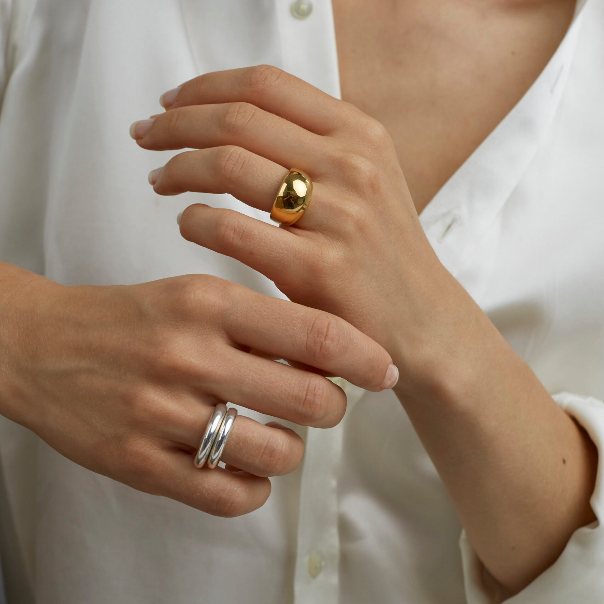 Silver and Gold Triple Ring Set