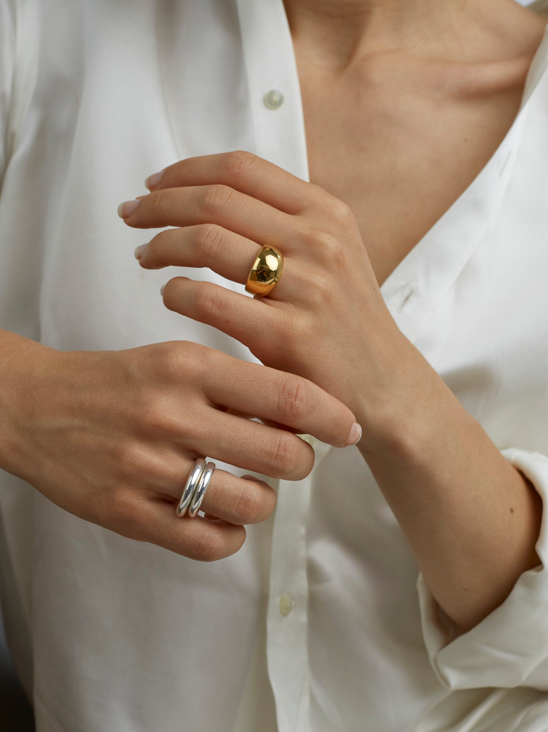 Silver and Gold Triple Ring Set