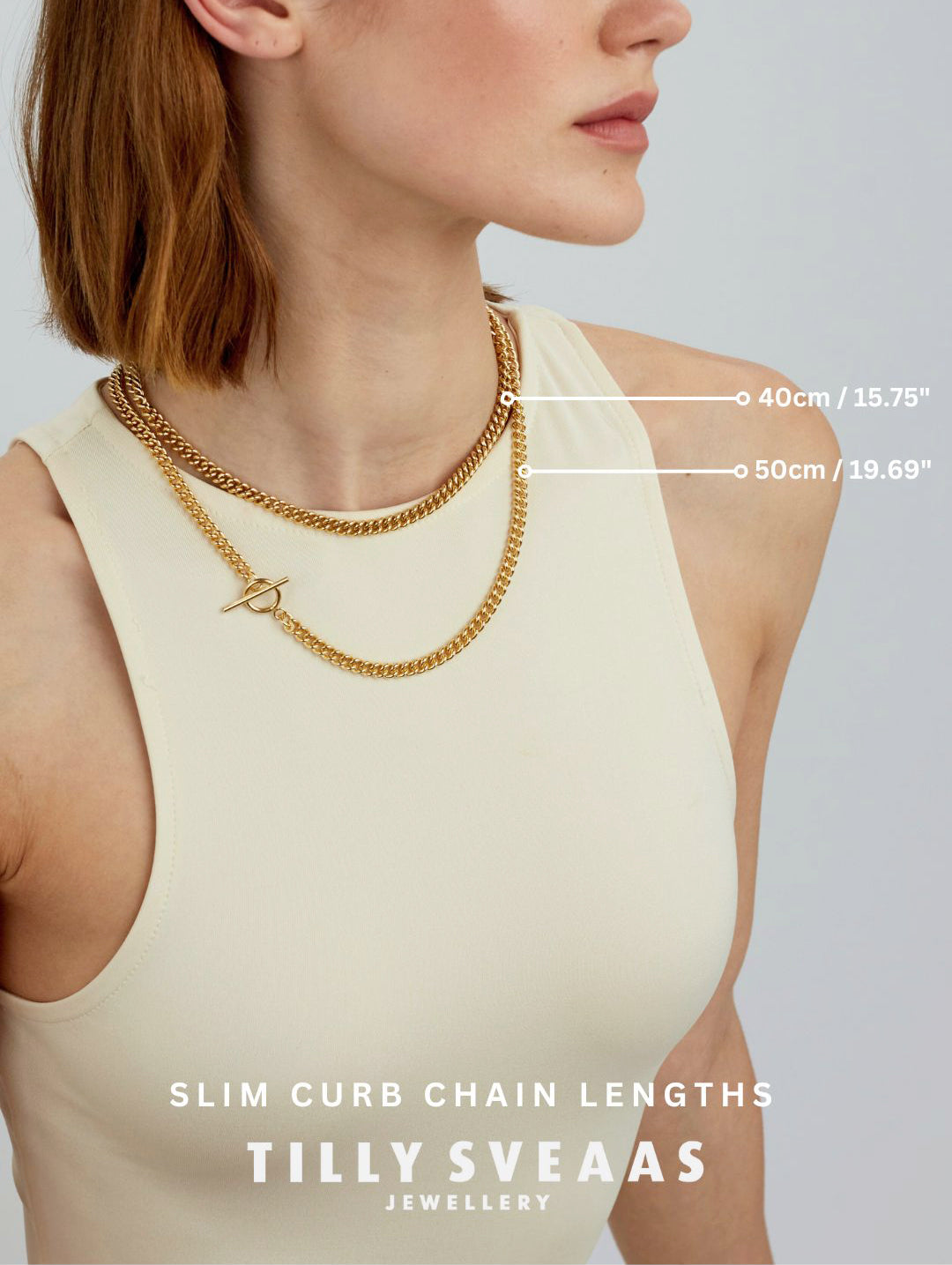 Giant Gold T-Bar on Curb Chain