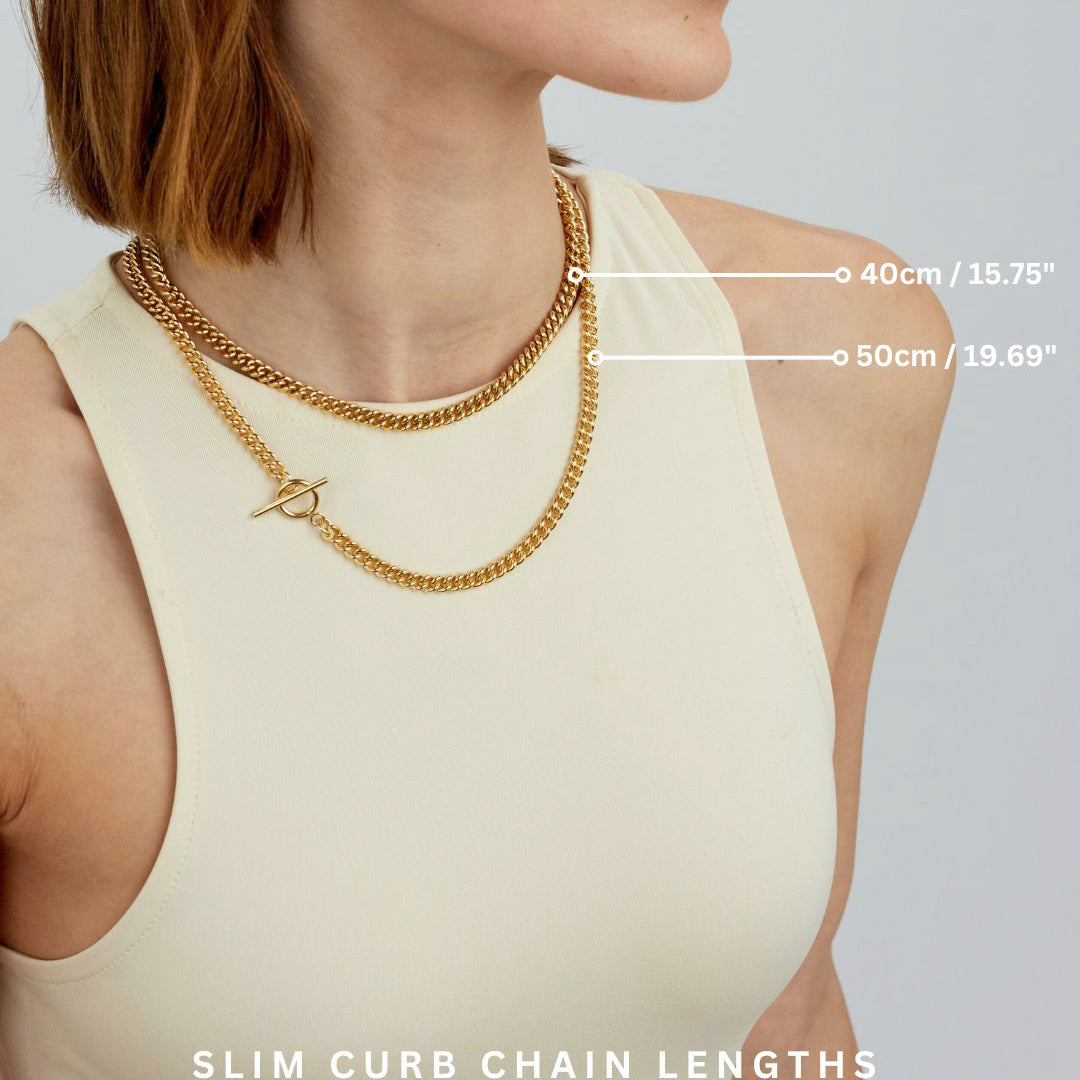 Slim Gold Curb Link Necklace