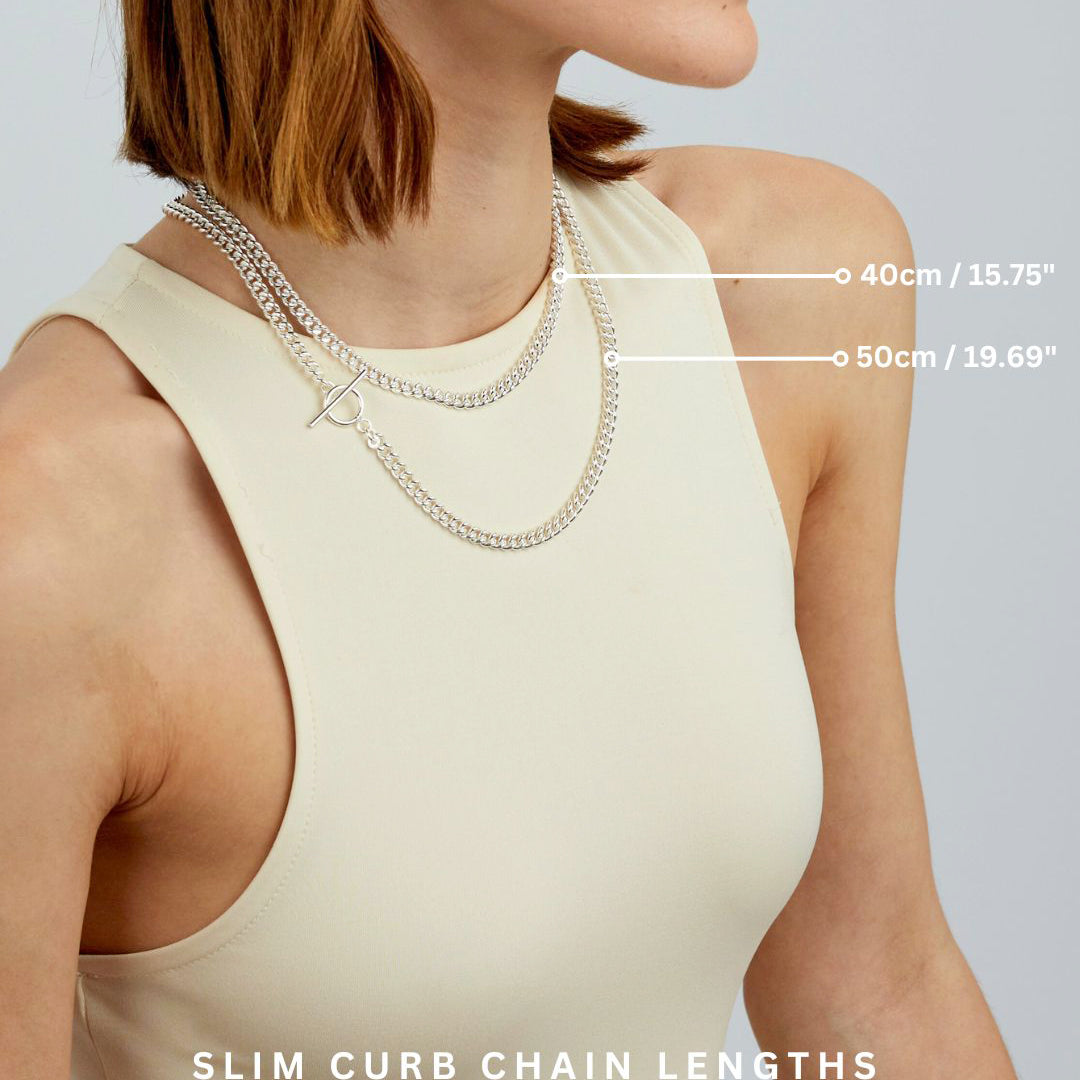 Slim Silver Curb Link Necklace