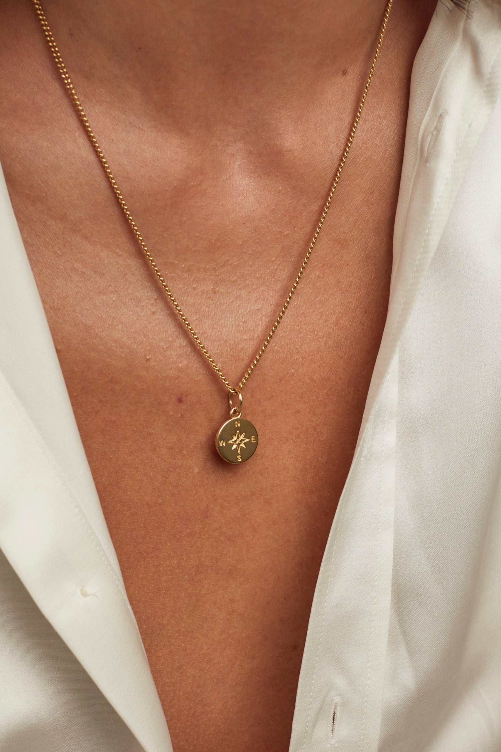 Small Gold Compass / Not All Who Wander Necklace
