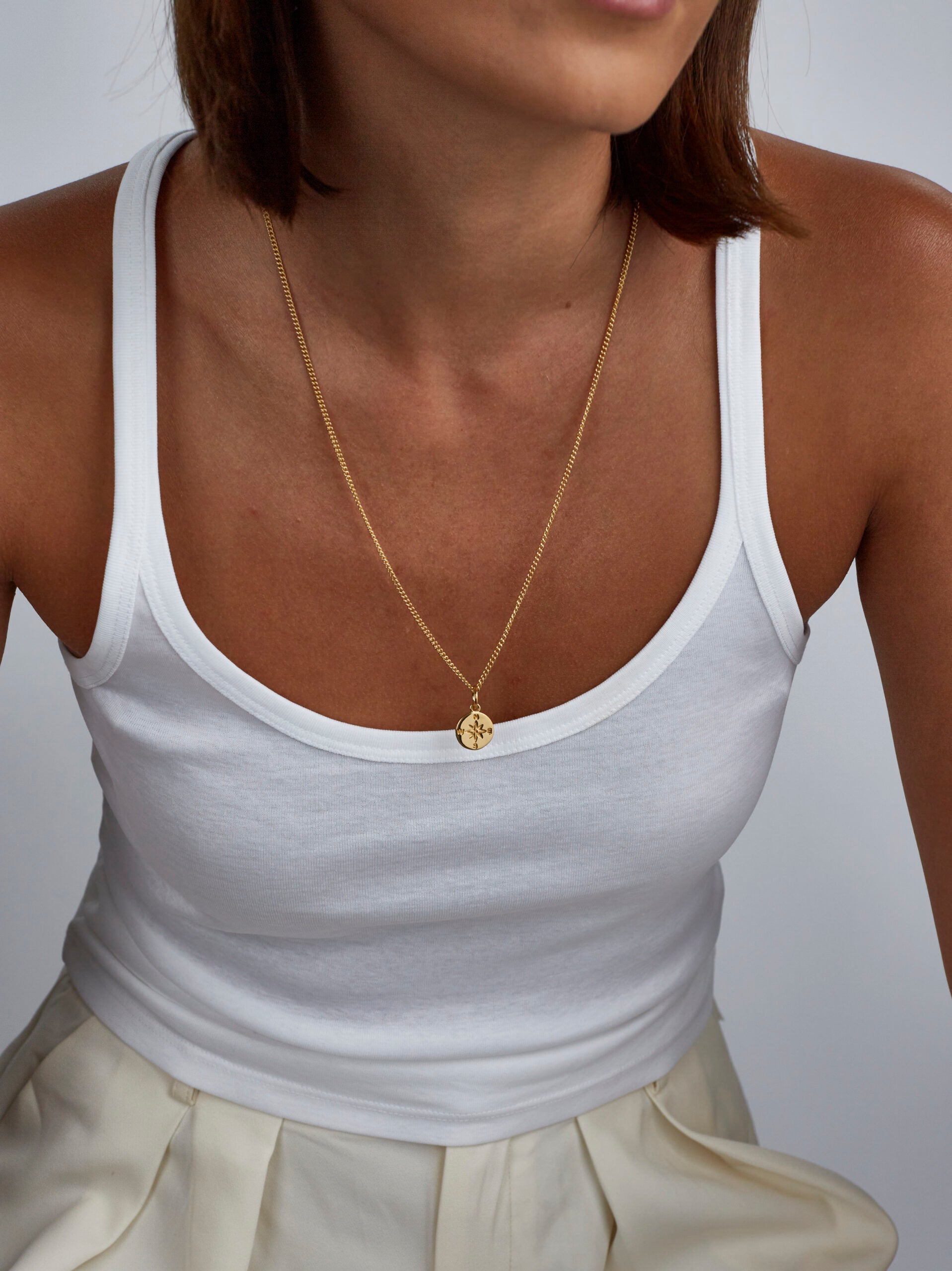 Small Gold Compass / Not All Who Wander Necklace