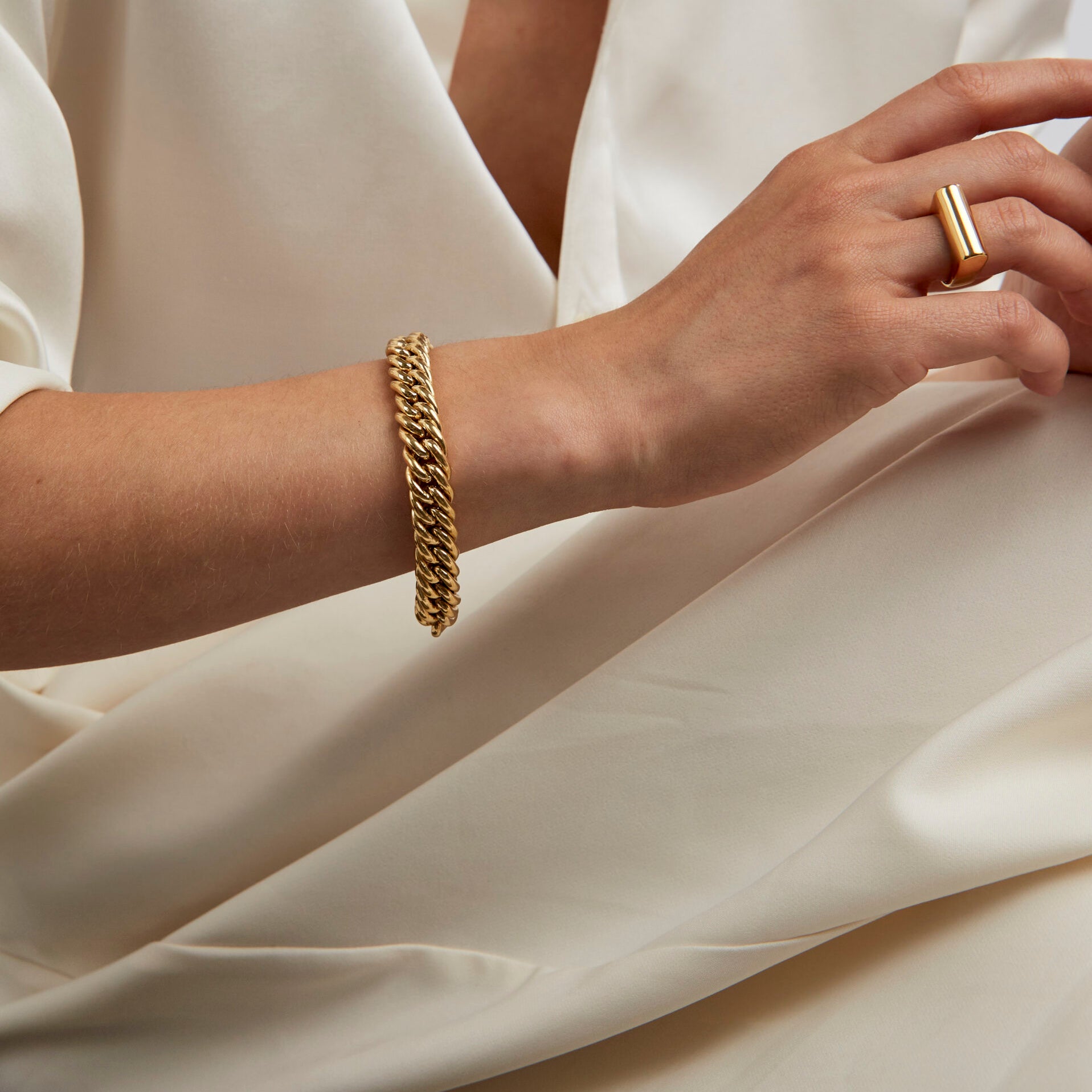Small Gold Curb Link Bracelet