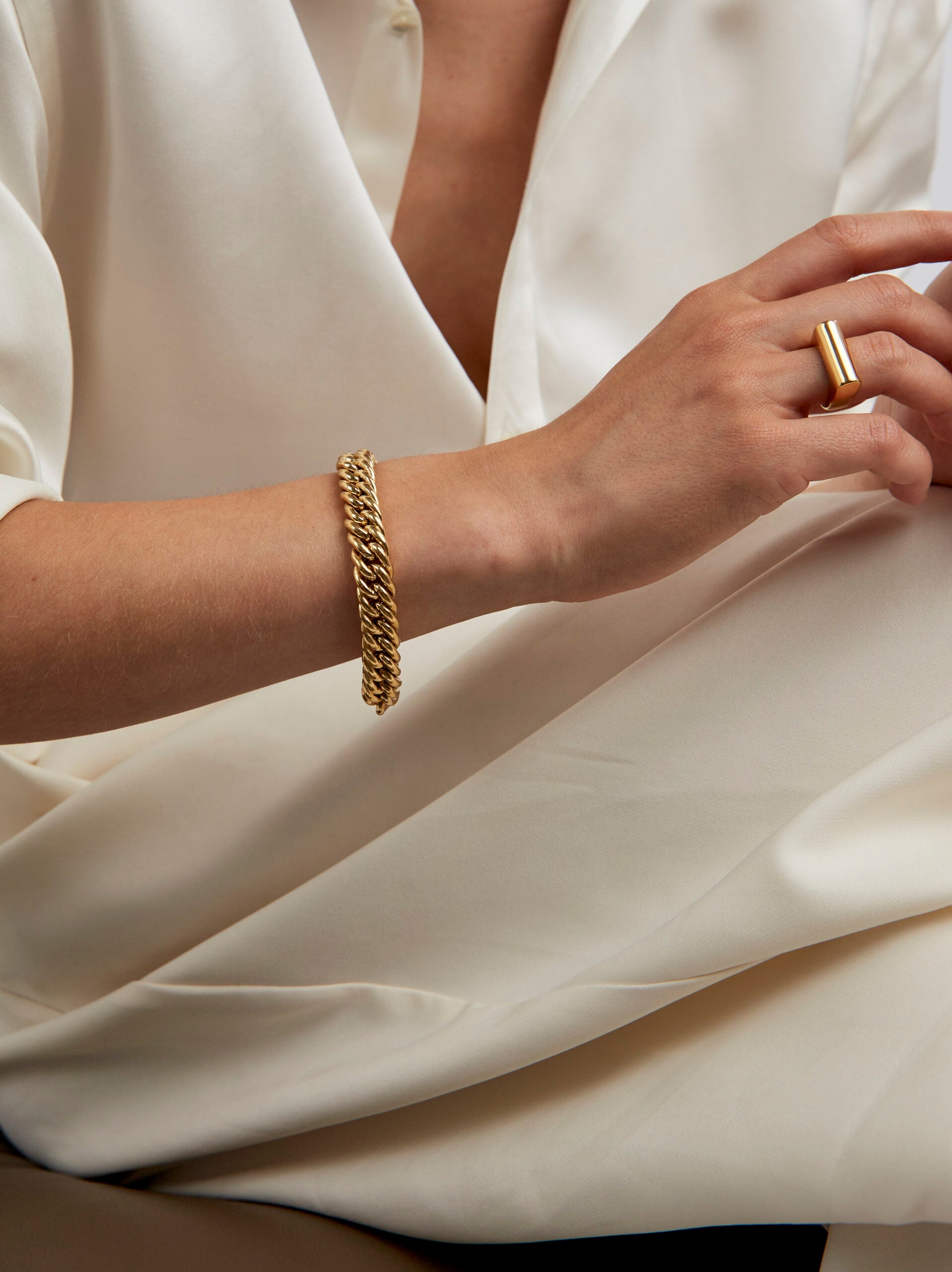 Small Gold Curb Link Bracelet