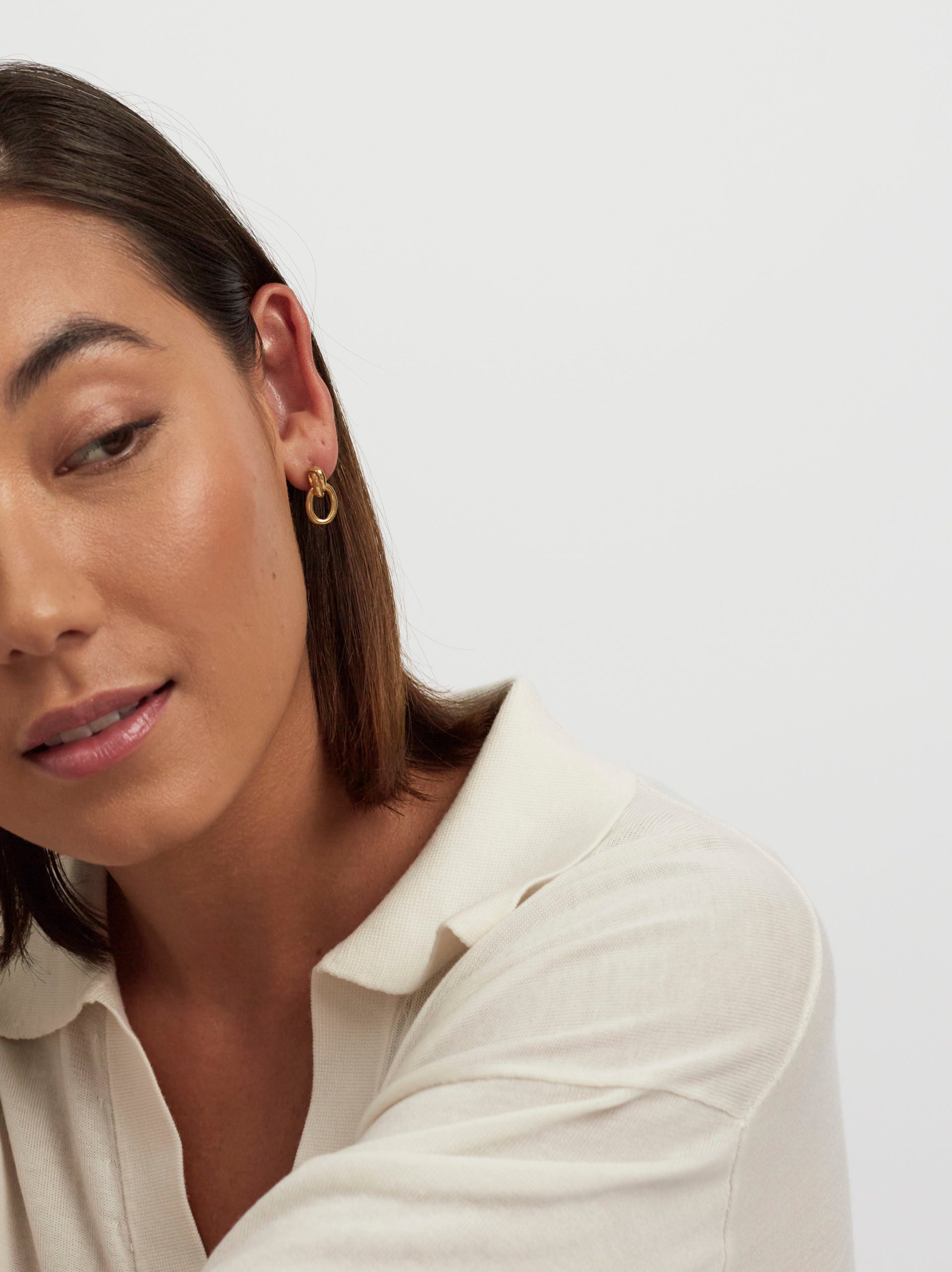 Small Gold Double Link Stud Earrings