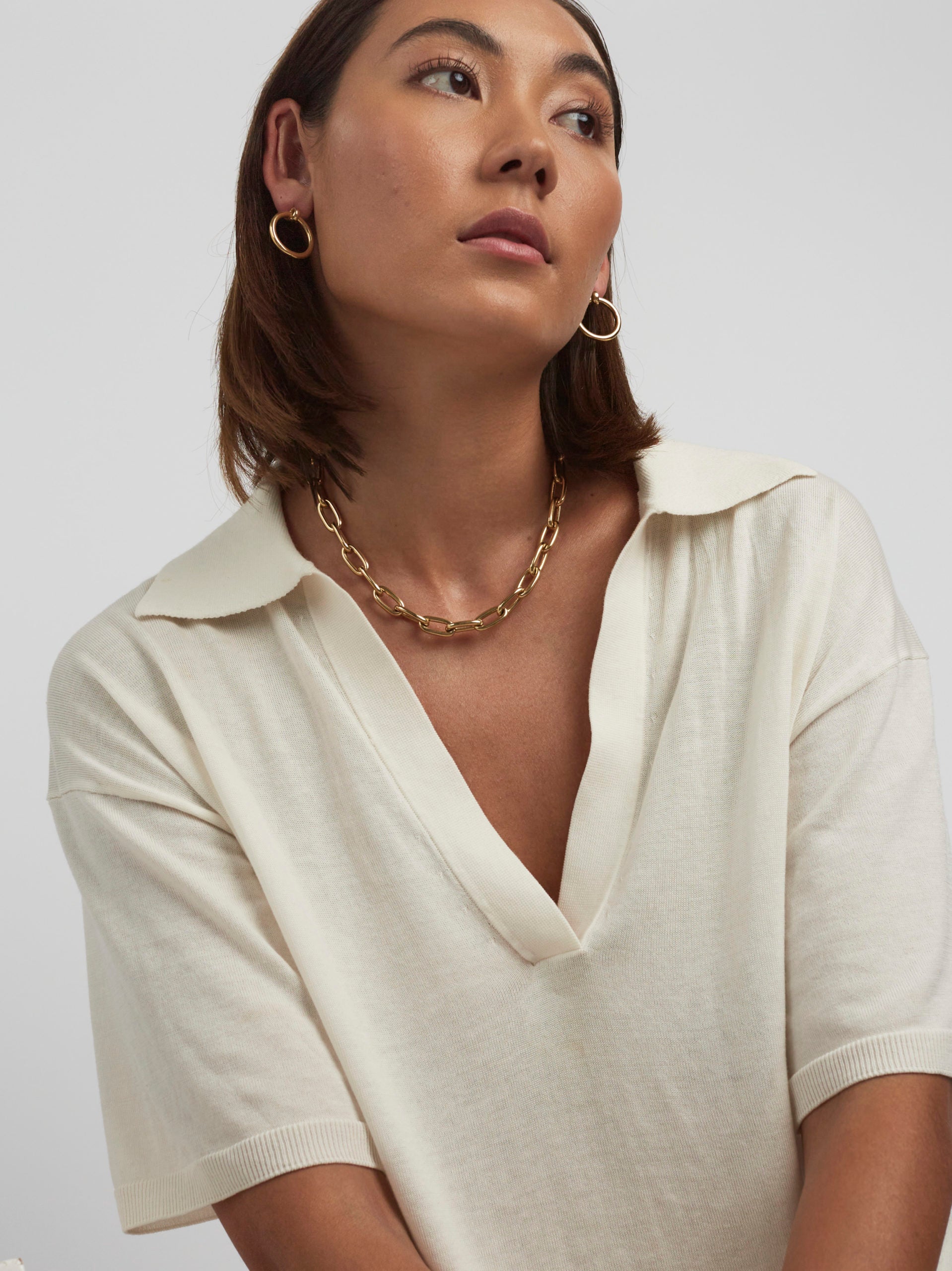 Small Gold Oval Chain Necklace