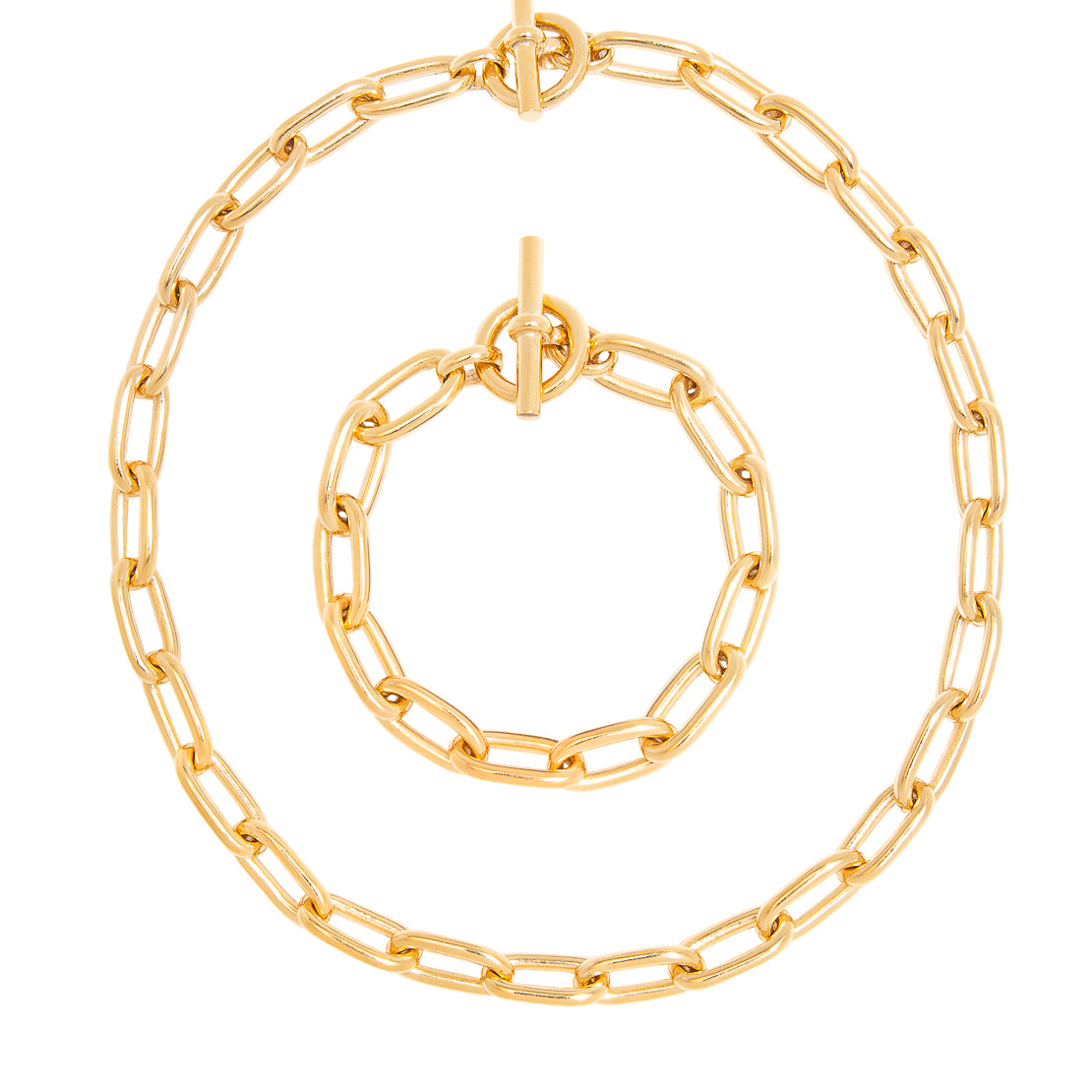 Small Gold Oval Linked Set