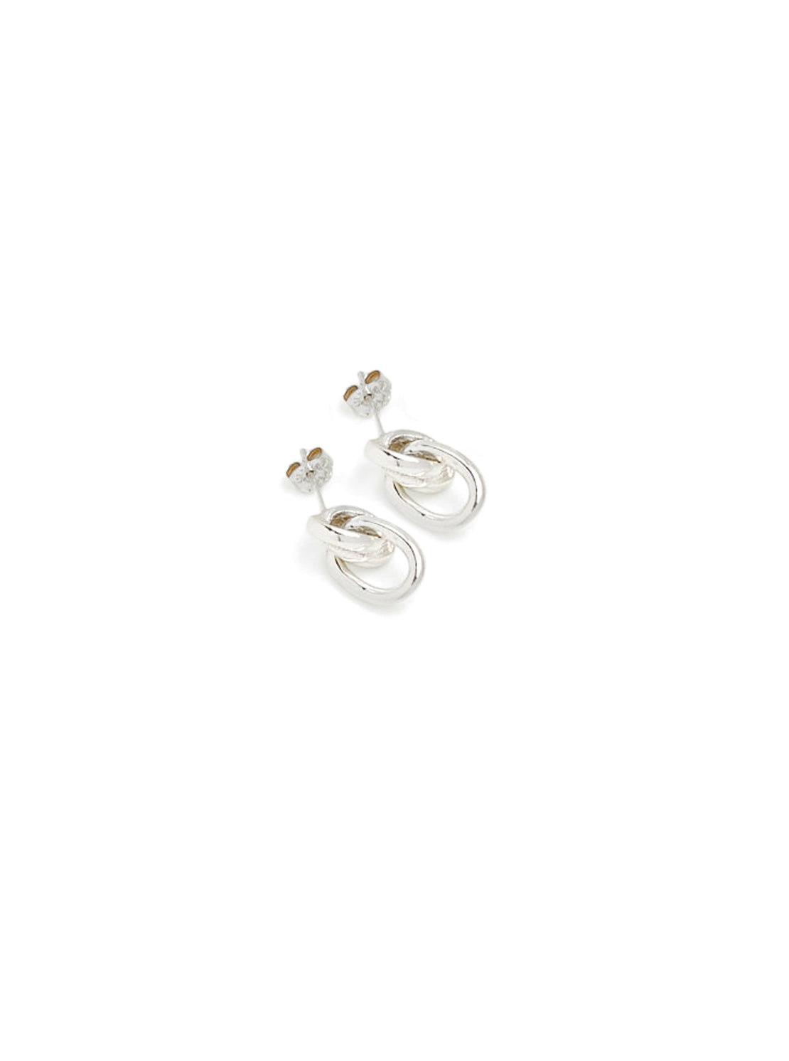 Small Silver Double Link Stud Earrings
