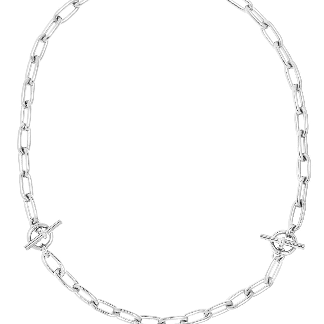 Small Silver Oval Linked Set