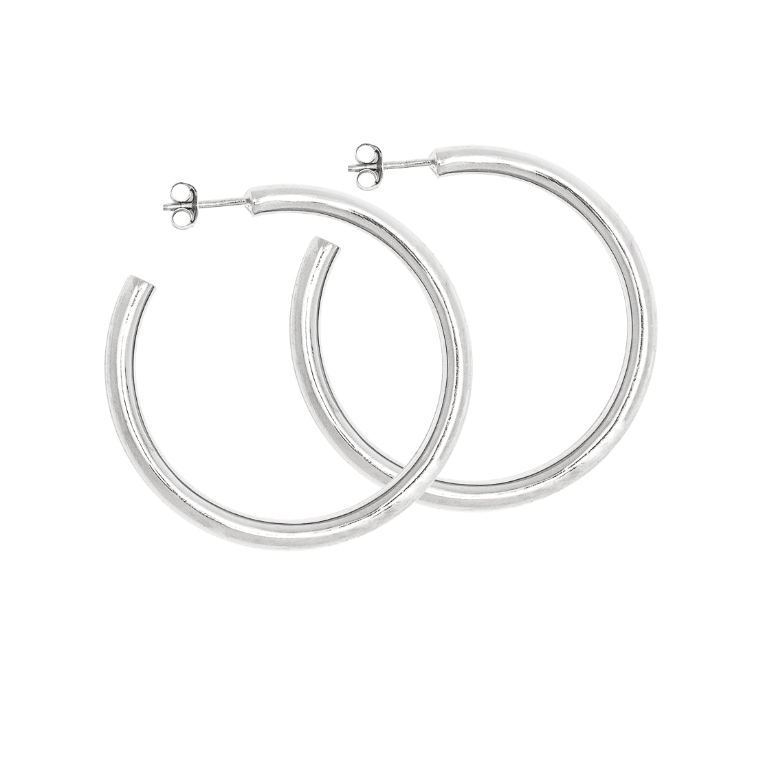 Classic 4cm Silver Hoop Earrings