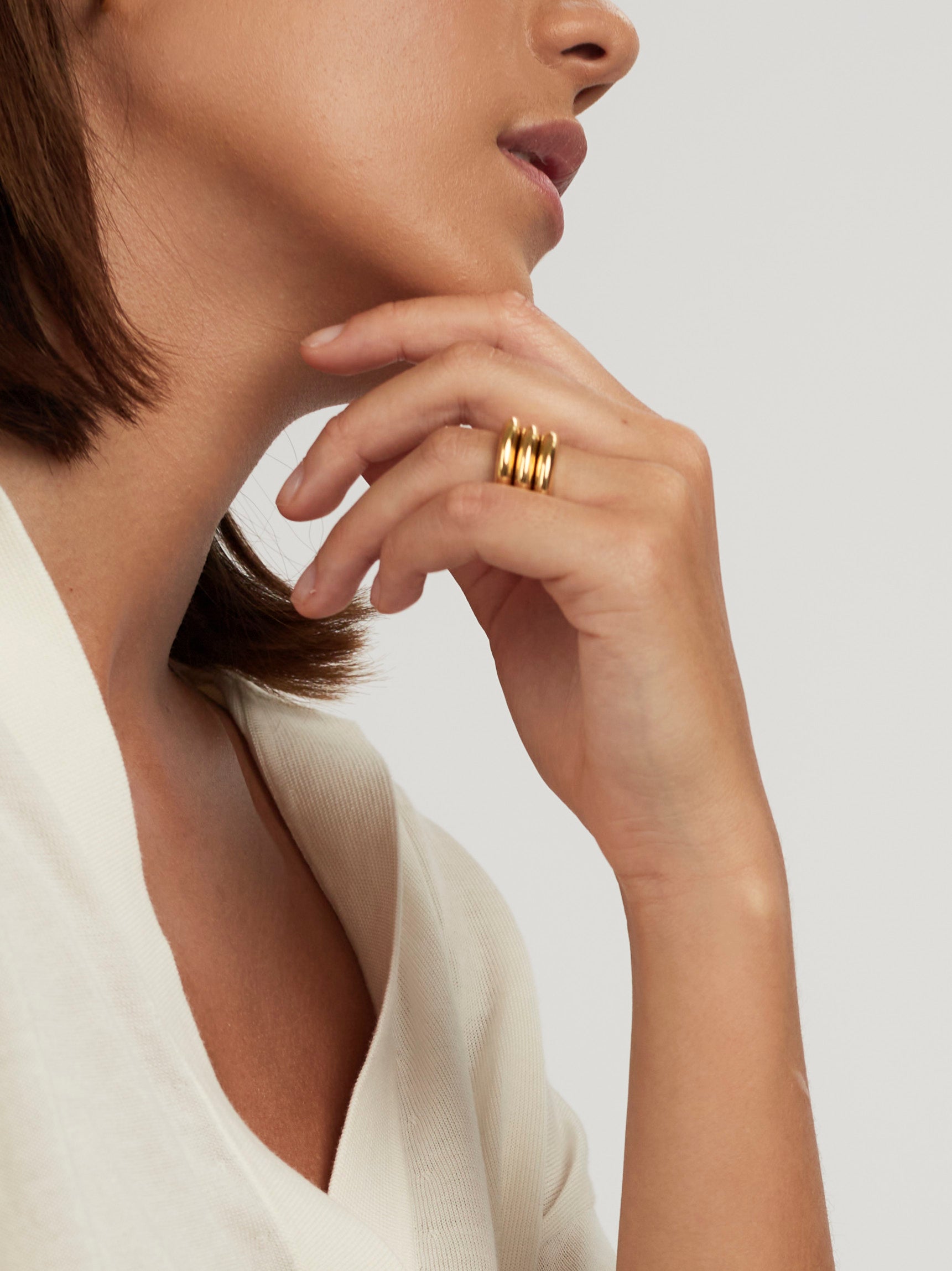 Triple Gold Slice Ring