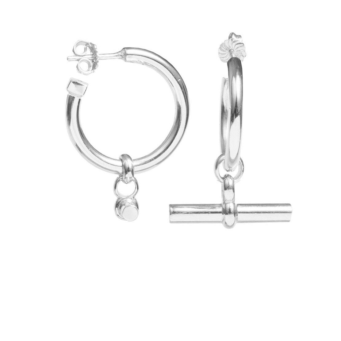 Giant Silver T-Bar Earrings