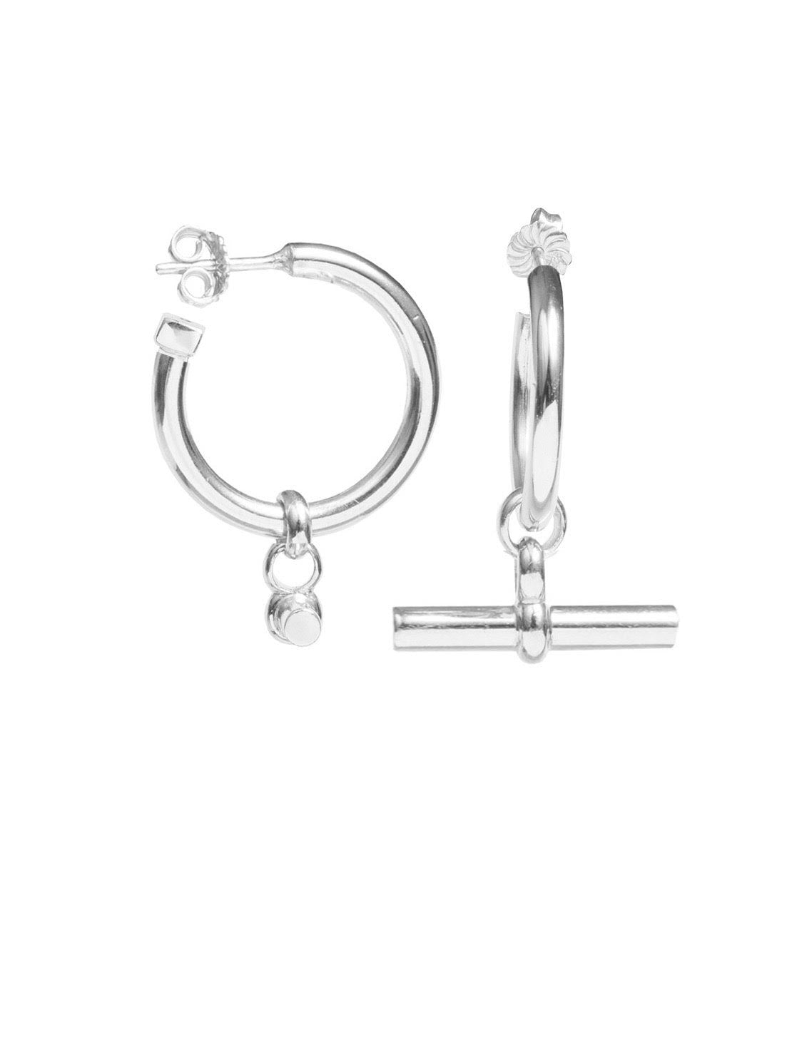 Giant Silver T-Bar Earrings