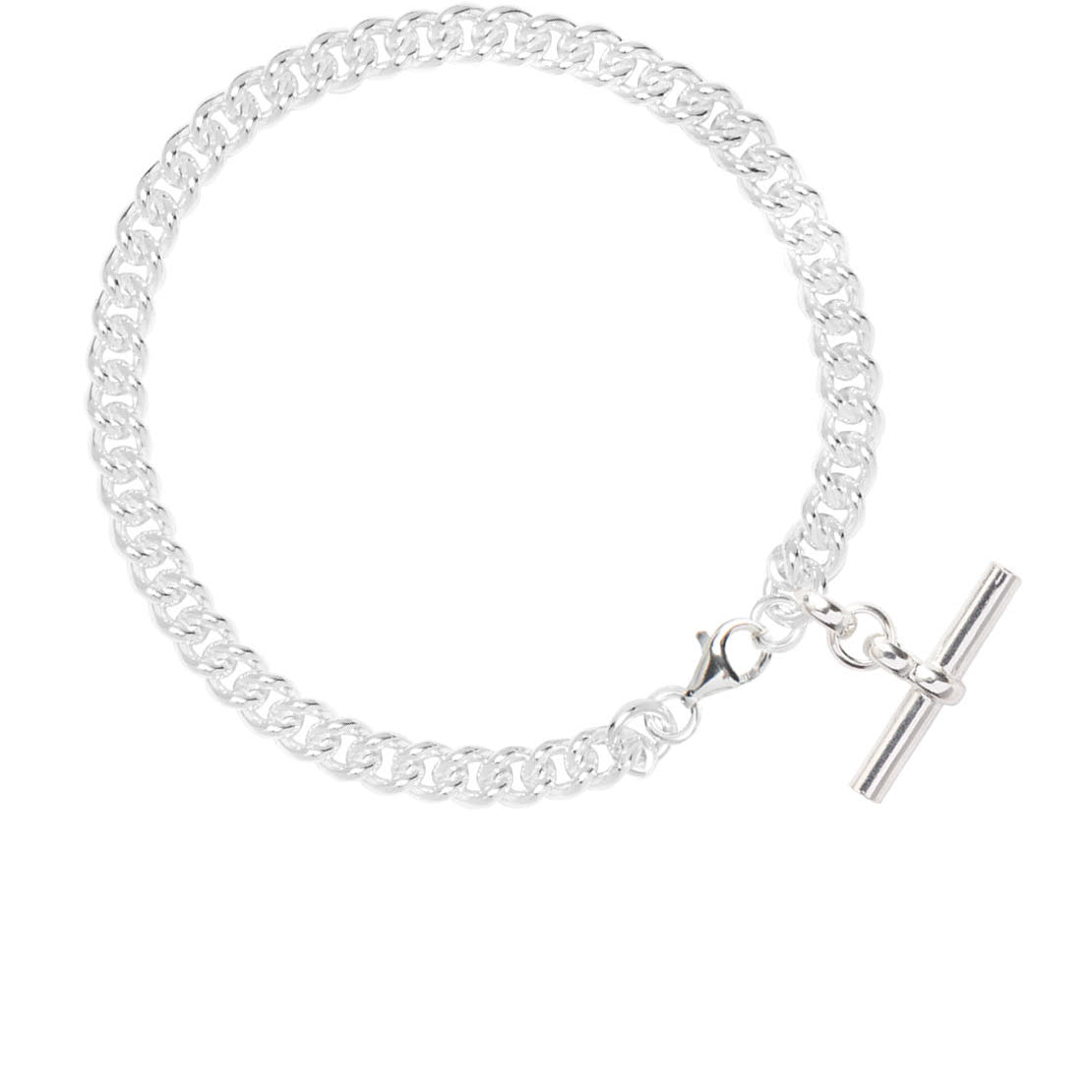 Silver T-Bar Curb Link Bracelet