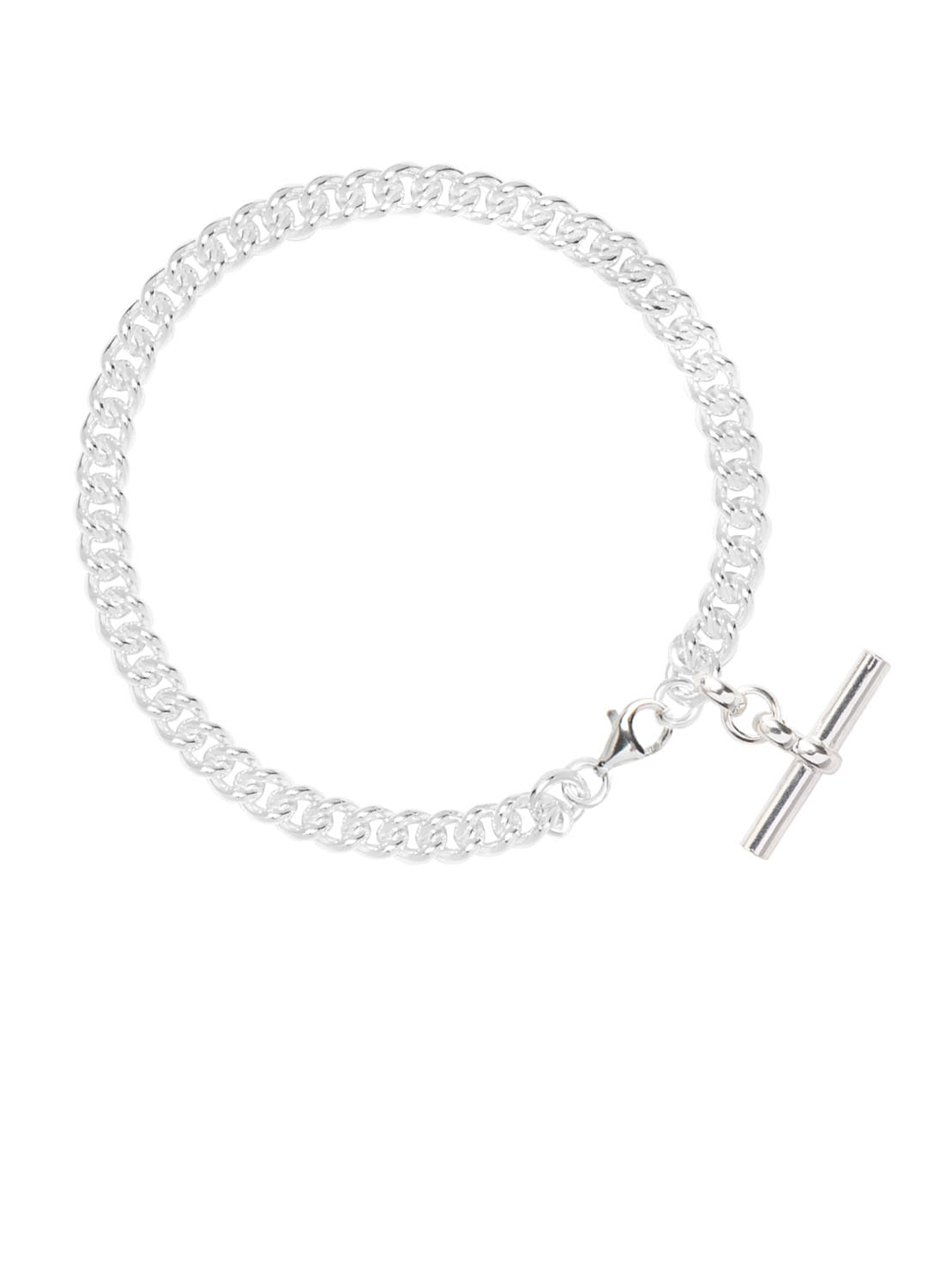 Silver T-Bar Curb Link Bracelet