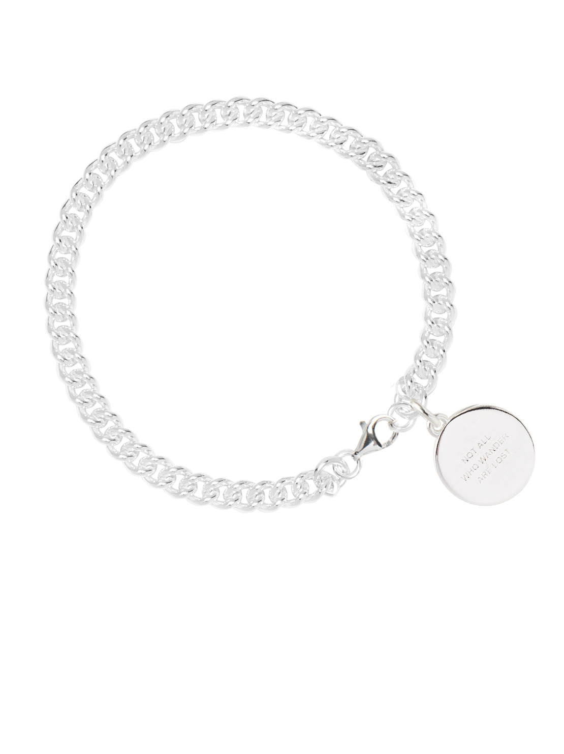 Silver Compass Curb Link Bracelet