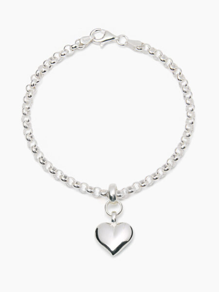Small Silver Heart on Belcher Bracelet