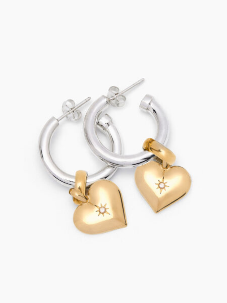 Mixed Metal Heart Earrings